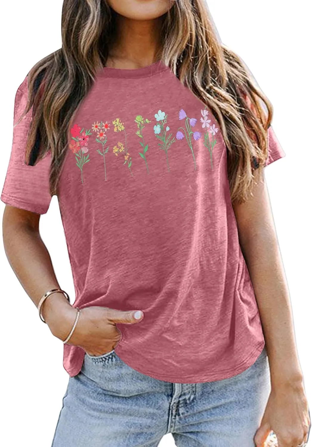 Pride T Shirt for Women Wildflowers Rainbow Shirt Floral LGBTQ T-Shirt Vintage Flowers Graphic Tees Tops