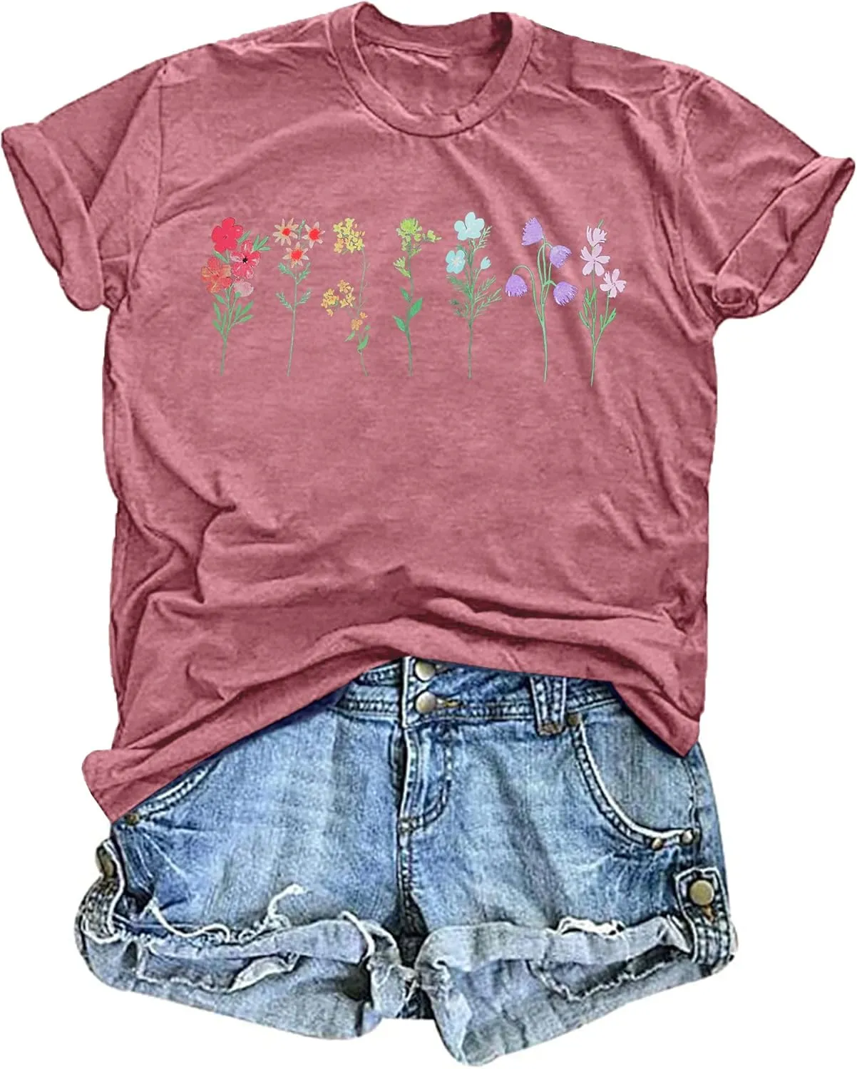 Pride T Shirt for Women Wildflowers Rainbow Shirt Floral LGBTQ T-Shirt Vintage Flowers Graphic Tees Tops