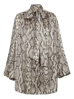 Pussy Bow Python Silk Shirt