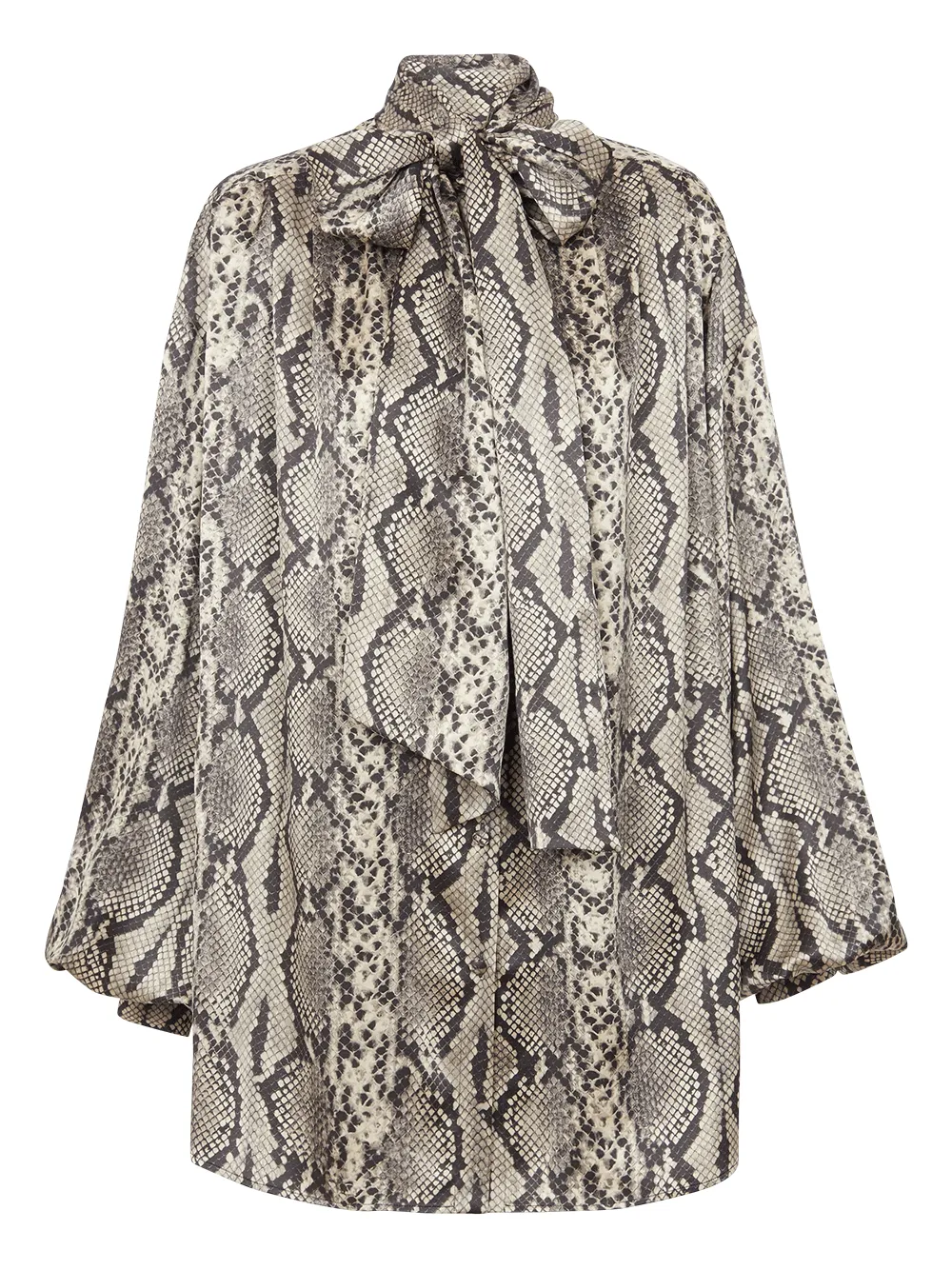 Pussy Bow Python Silk Shirt