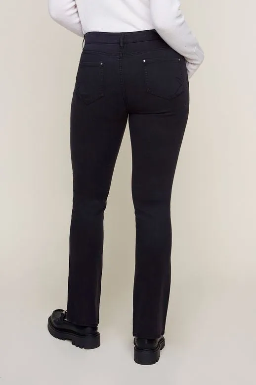Black Renuar Mid Rise Stretch Jeans with Flattering Fit