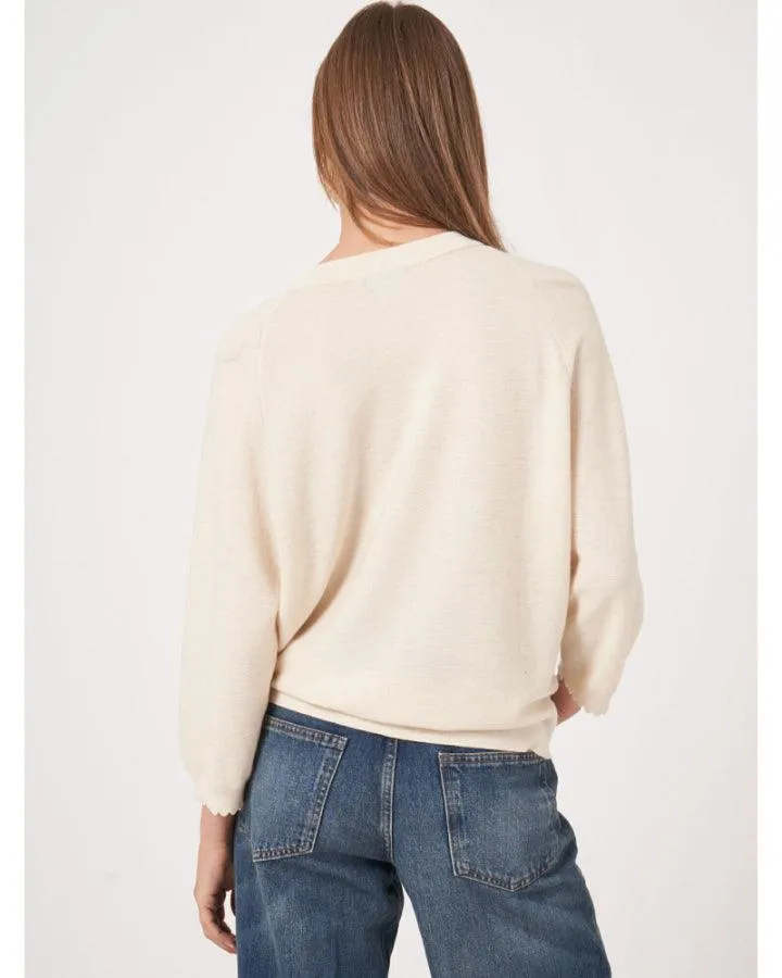 Scalloped Sleeve Hem Cardigan