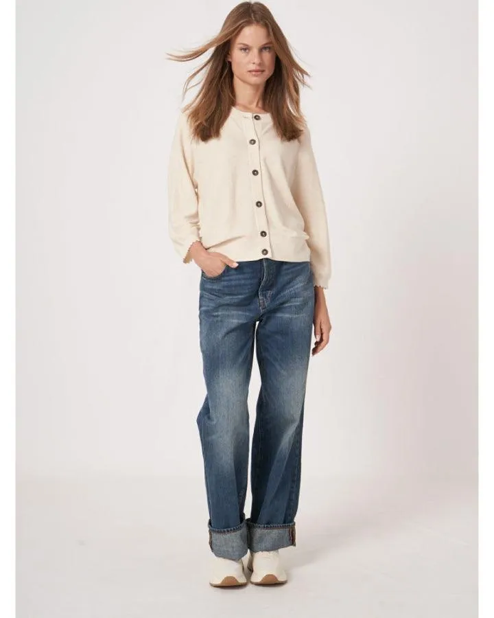 Scalloped Sleeve Hem Cardigan