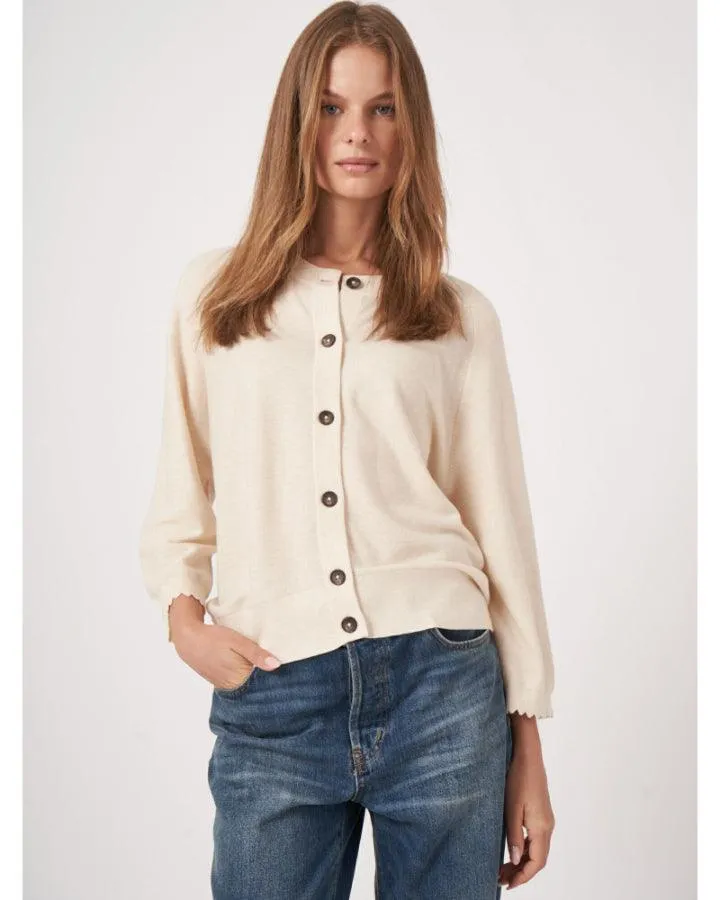 Scalloped Sleeve Hem Cardigan