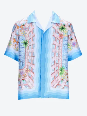 Silk twill cuban collar shirt