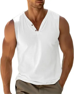 Sleeveless Shirts for Men V Neck Beach Summer Gym Casual Athletic Tank Top Cut Off Muscle Workout Soild Color Vest