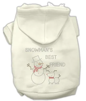 Snowman's Best Friend Rhinestone Hoodie Cream M (12)