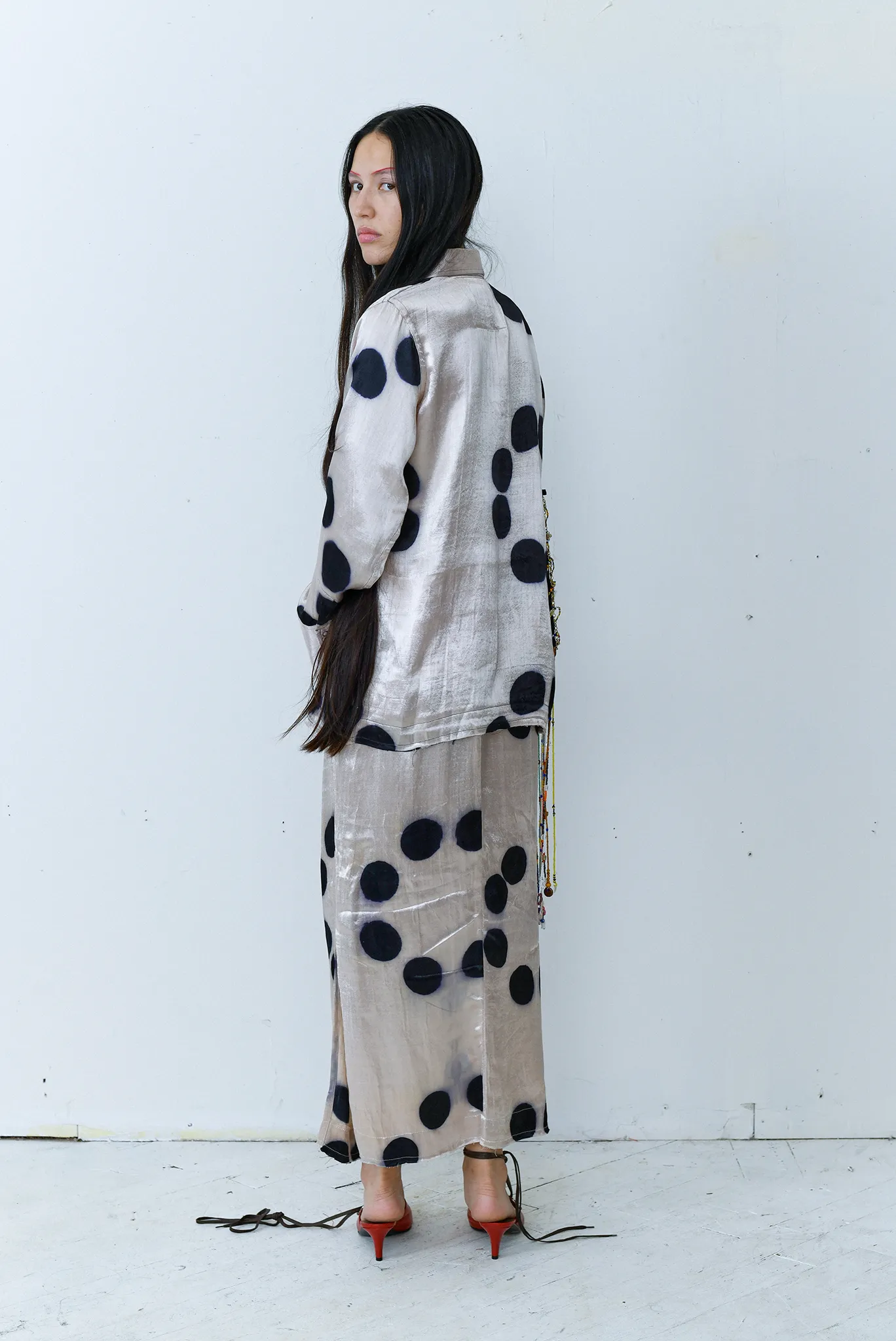 Tigra Tigra - Lace Up Moon Dye Shirt - White/Black