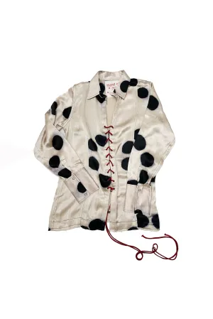 Tigra Tigra - Lace Up Moon Dye Shirt - White/Black