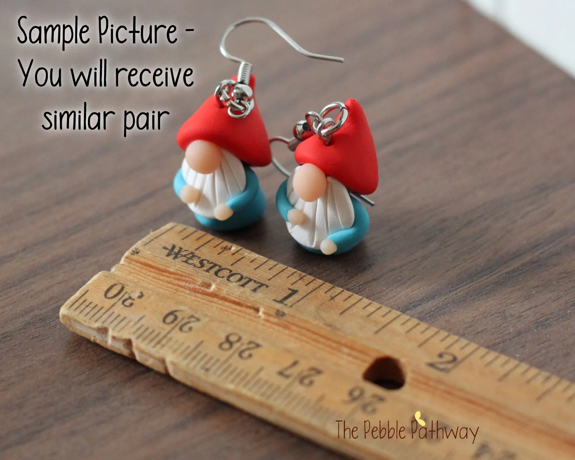 Tiny Gnome Earrings - Cute polymer clay jewelry