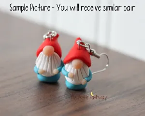Tiny Gnome Earrings - Cute polymer clay jewelry