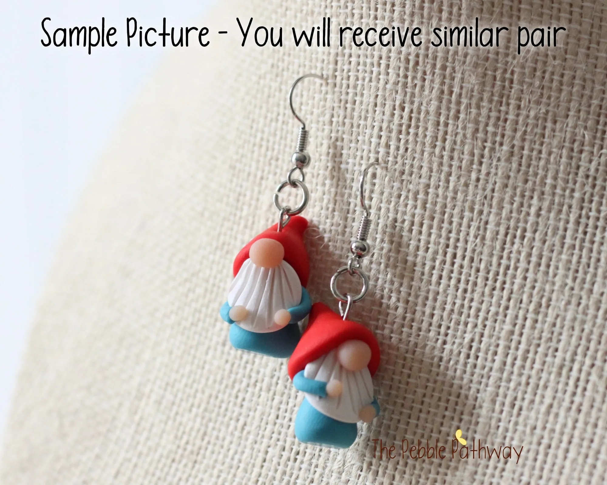Tiny Gnome Earrings - Cute polymer clay jewelry