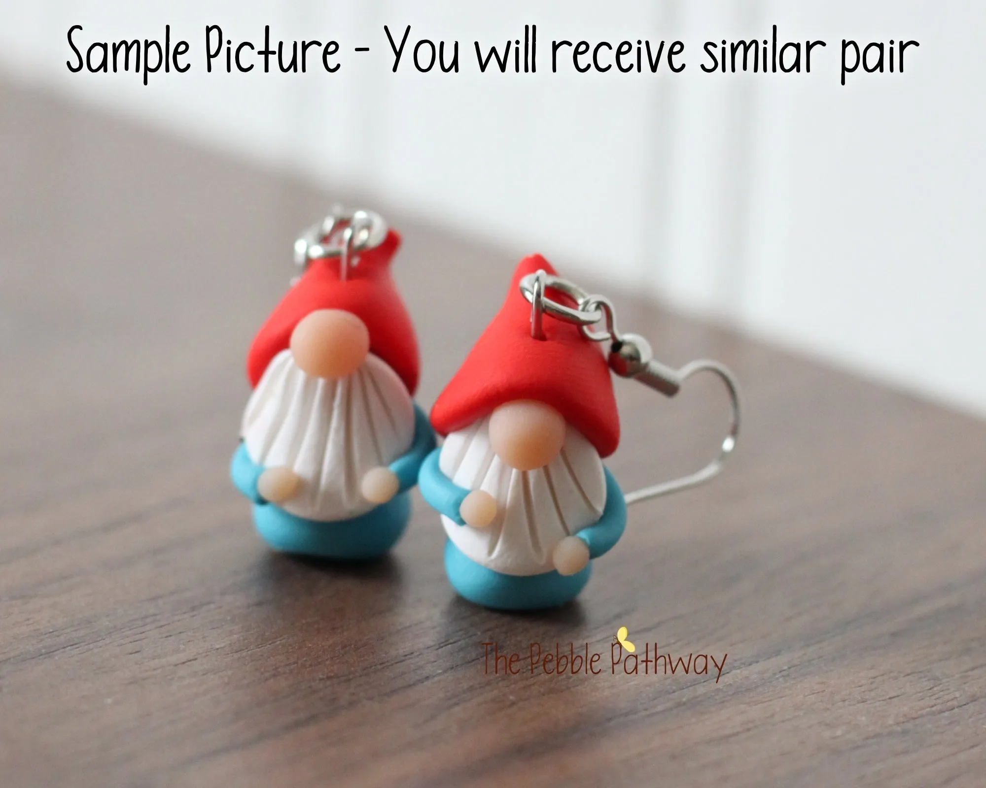 Tiny Gnome Earrings - Cute polymer clay jewelry