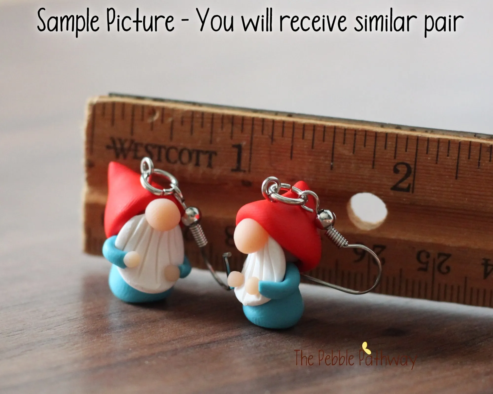 Tiny Gnome Earrings - Cute polymer clay jewelry