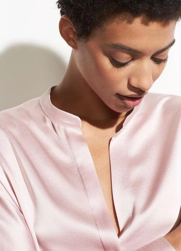 VINCE- Band Collar Blouse Light Lilac