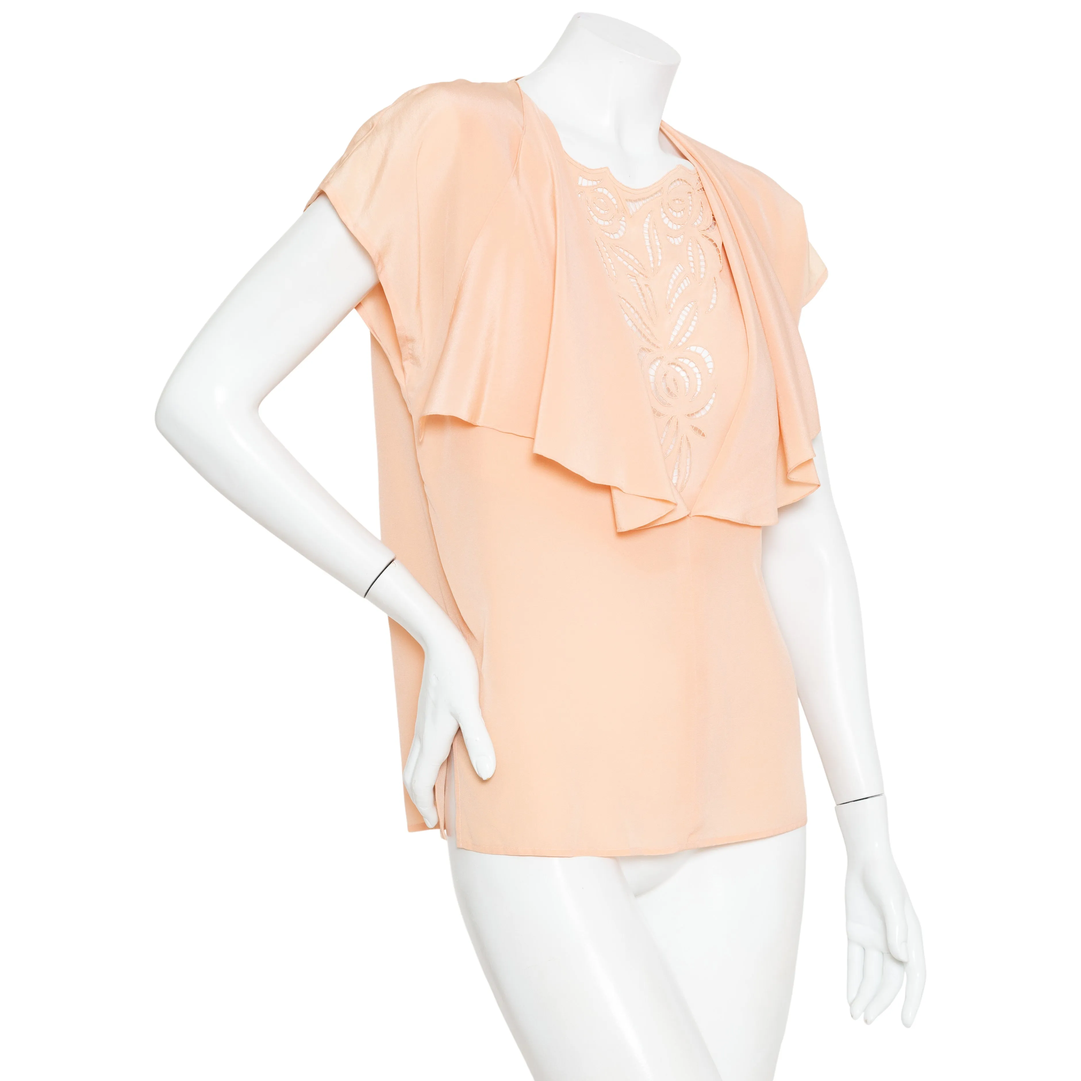 Vintage Peach Silk Cut Out Top
