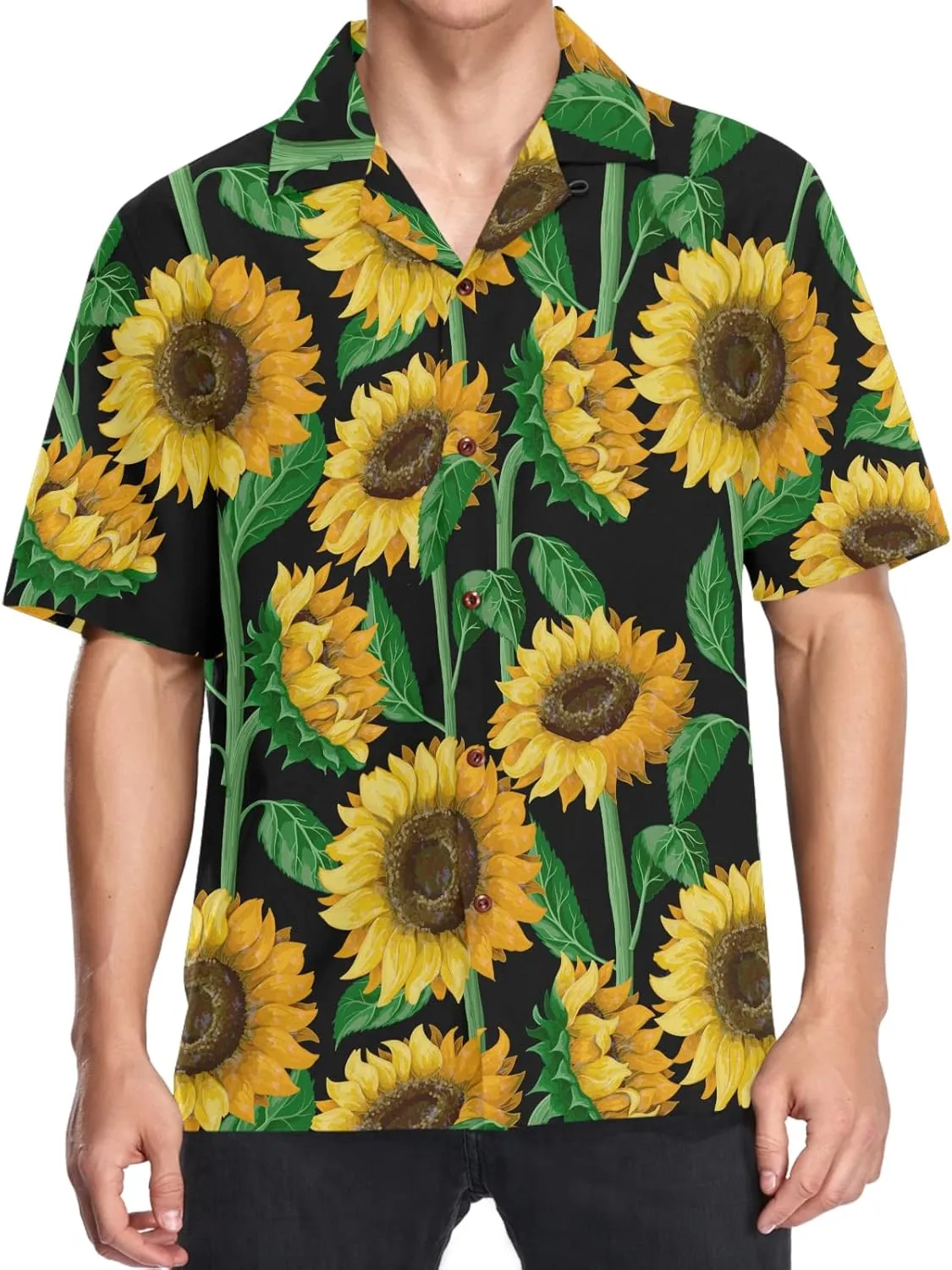 visesunny Mens Casual Button Down Short Sleeve Hawaiian Shirt Aloha Shirt