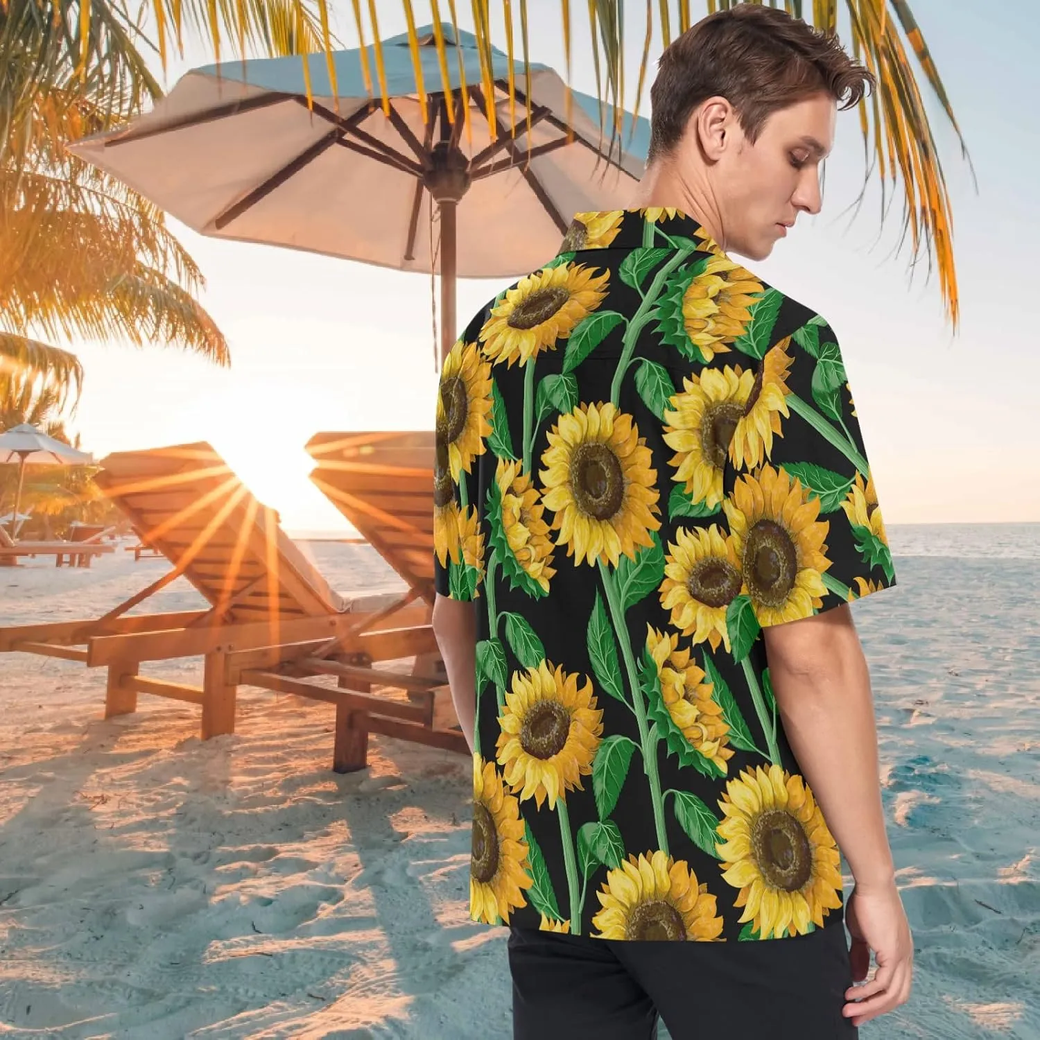 visesunny Mens Casual Button Down Short Sleeve Hawaiian Shirt Aloha Shirt