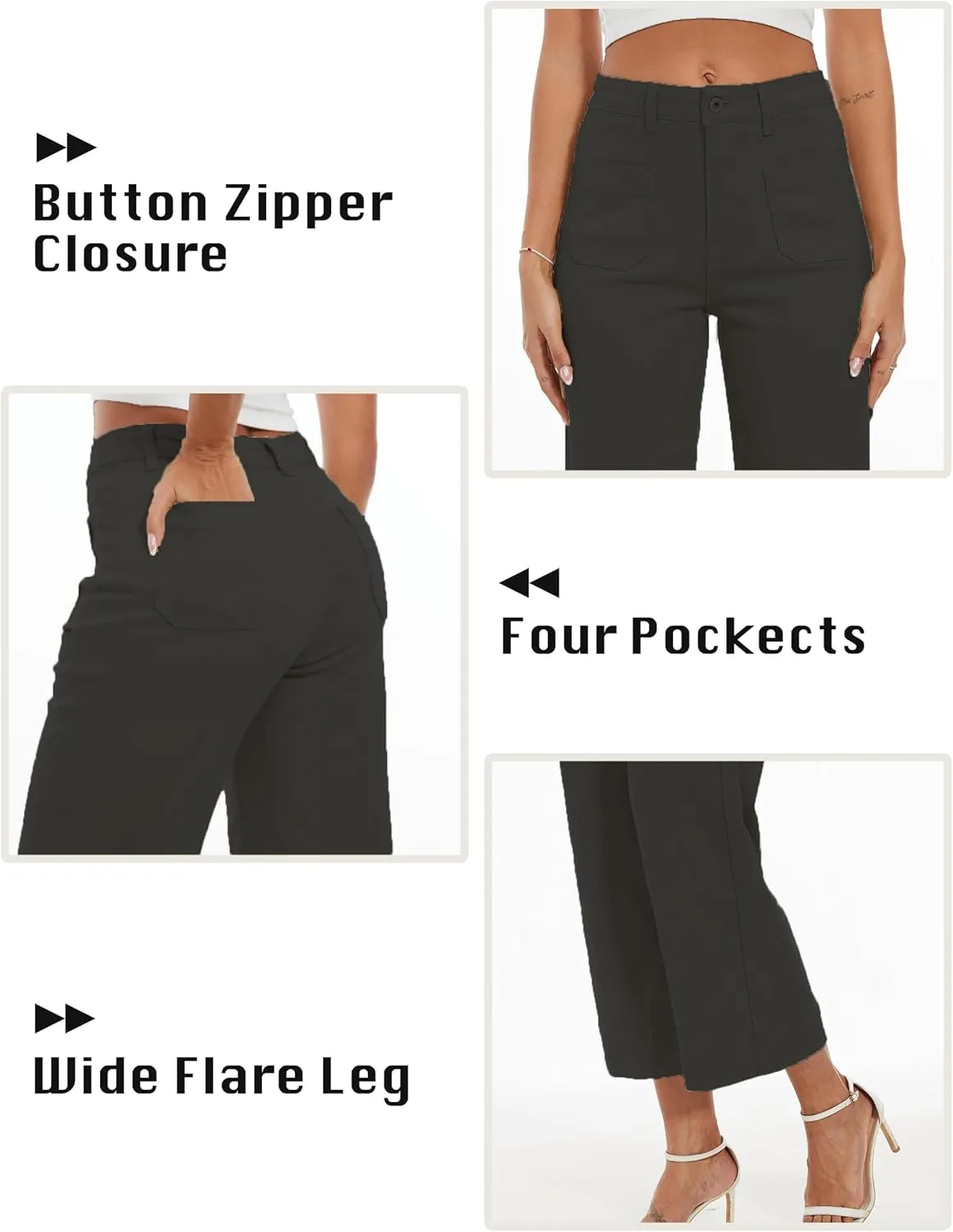 Wide Leg Jeans for Women Trendy High Waisted Flare Jeans Cropped Pants Stretchy Baggy
