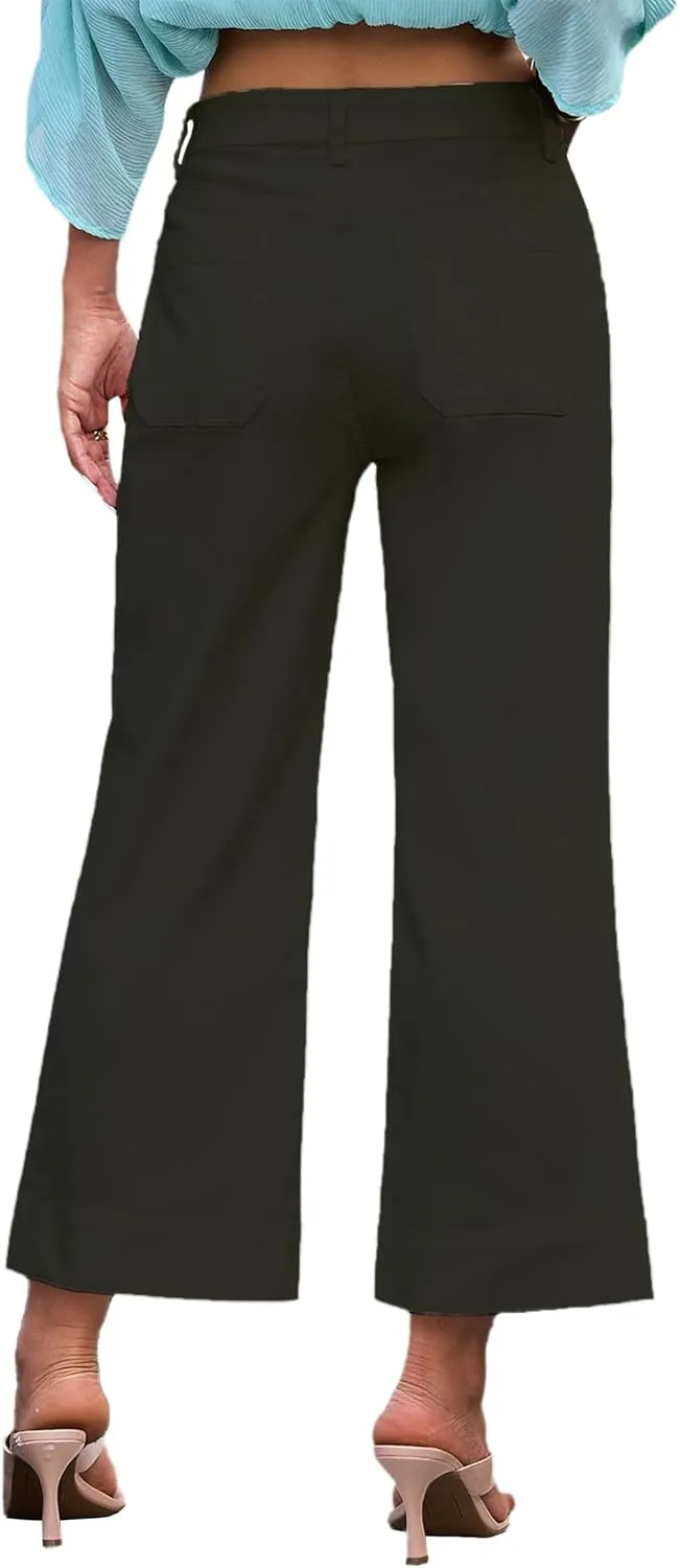 Wide Leg Jeans for Women Trendy High Waisted Flare Jeans Cropped Pants Stretchy Baggy