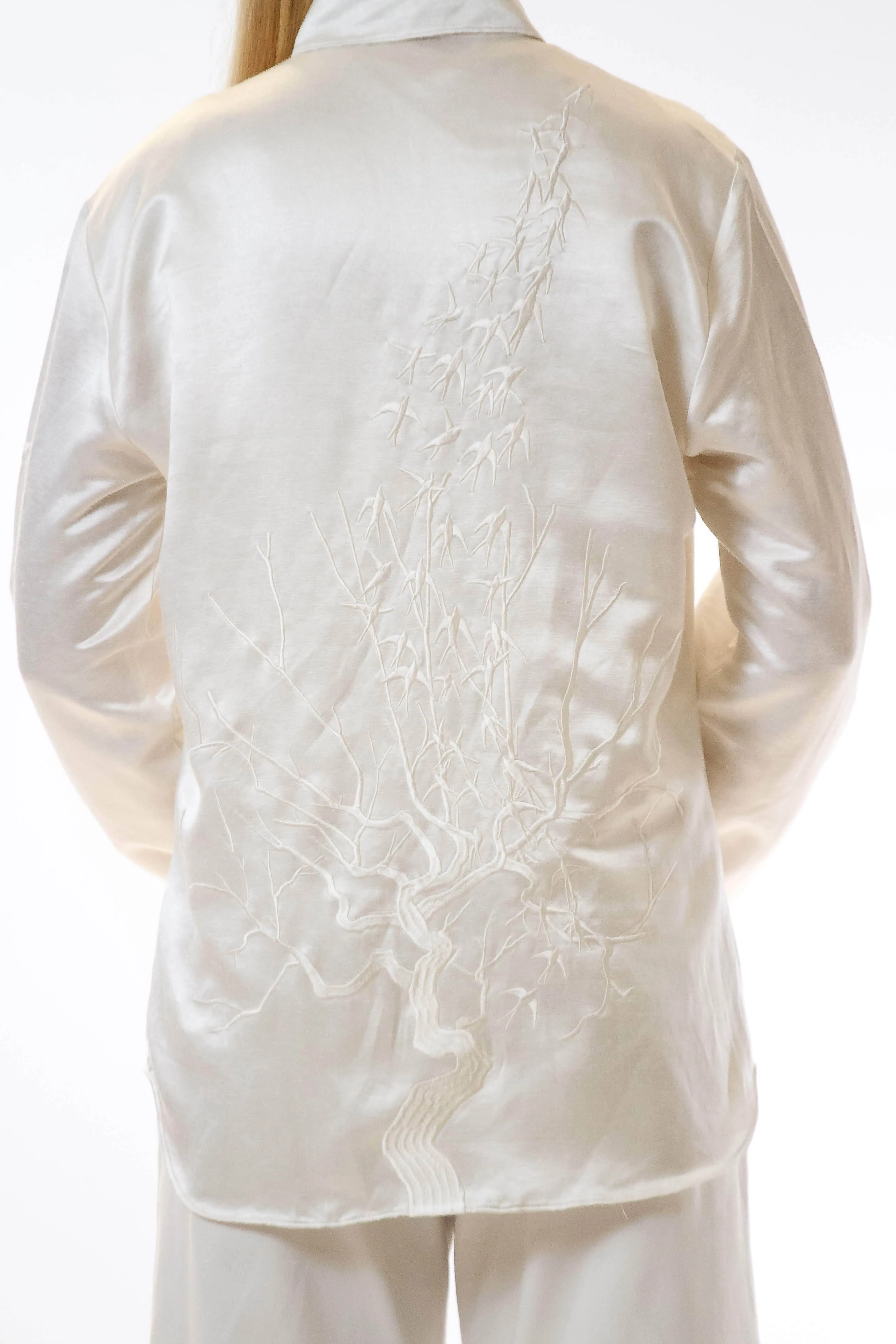 Womens Embroidered Silk Shirt