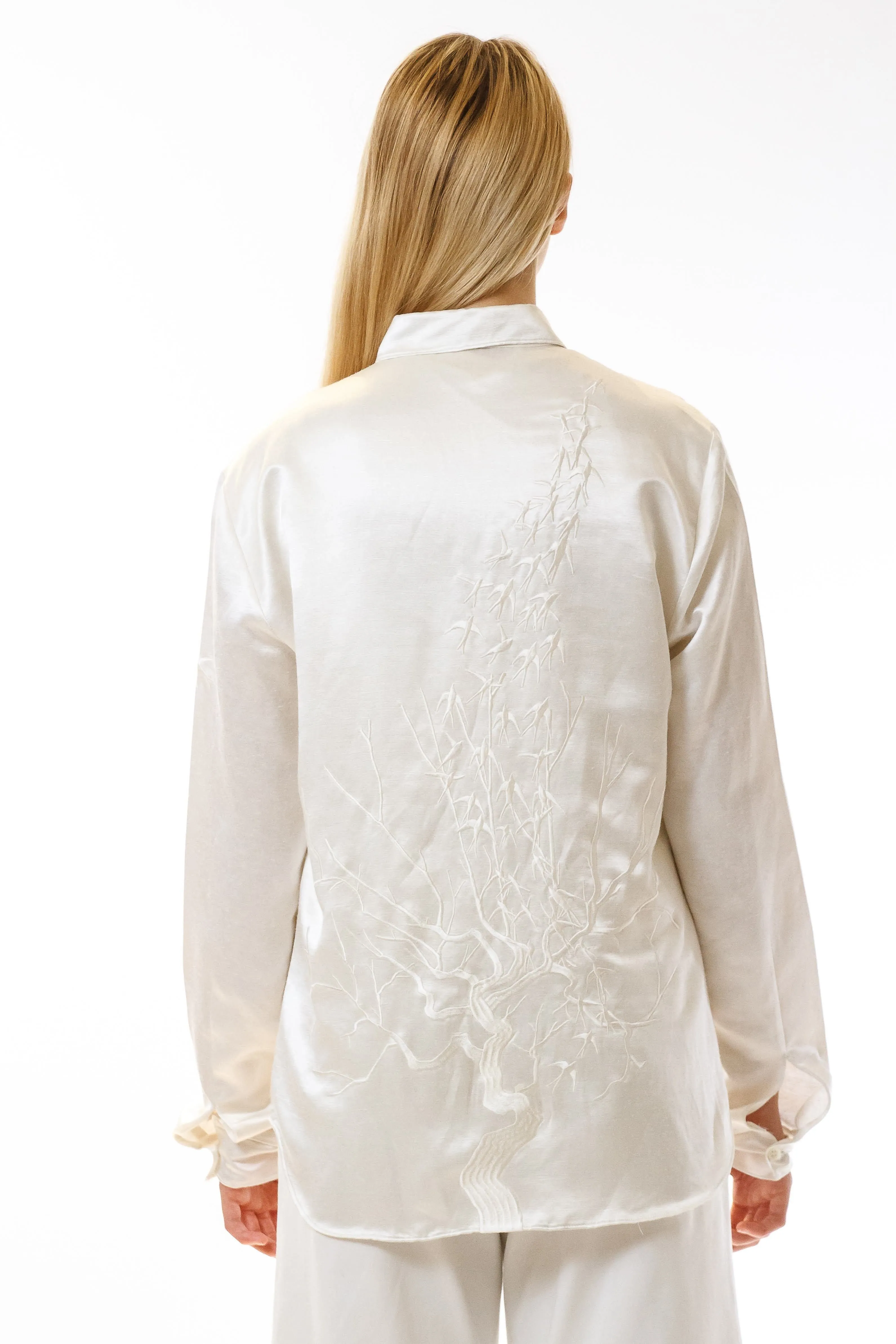 Womens Embroidered Silk Shirt