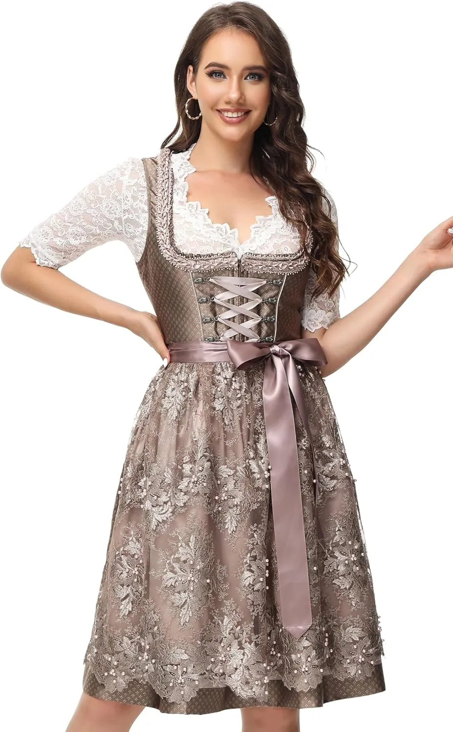 Women's German Dirndl Dress Bavarian Oktoberfest Halloween Carnival Costumes
