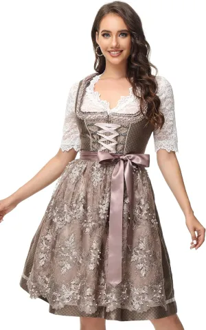 Women's German Dirndl Dress Bavarian Oktoberfest Halloween Carnival Costumes