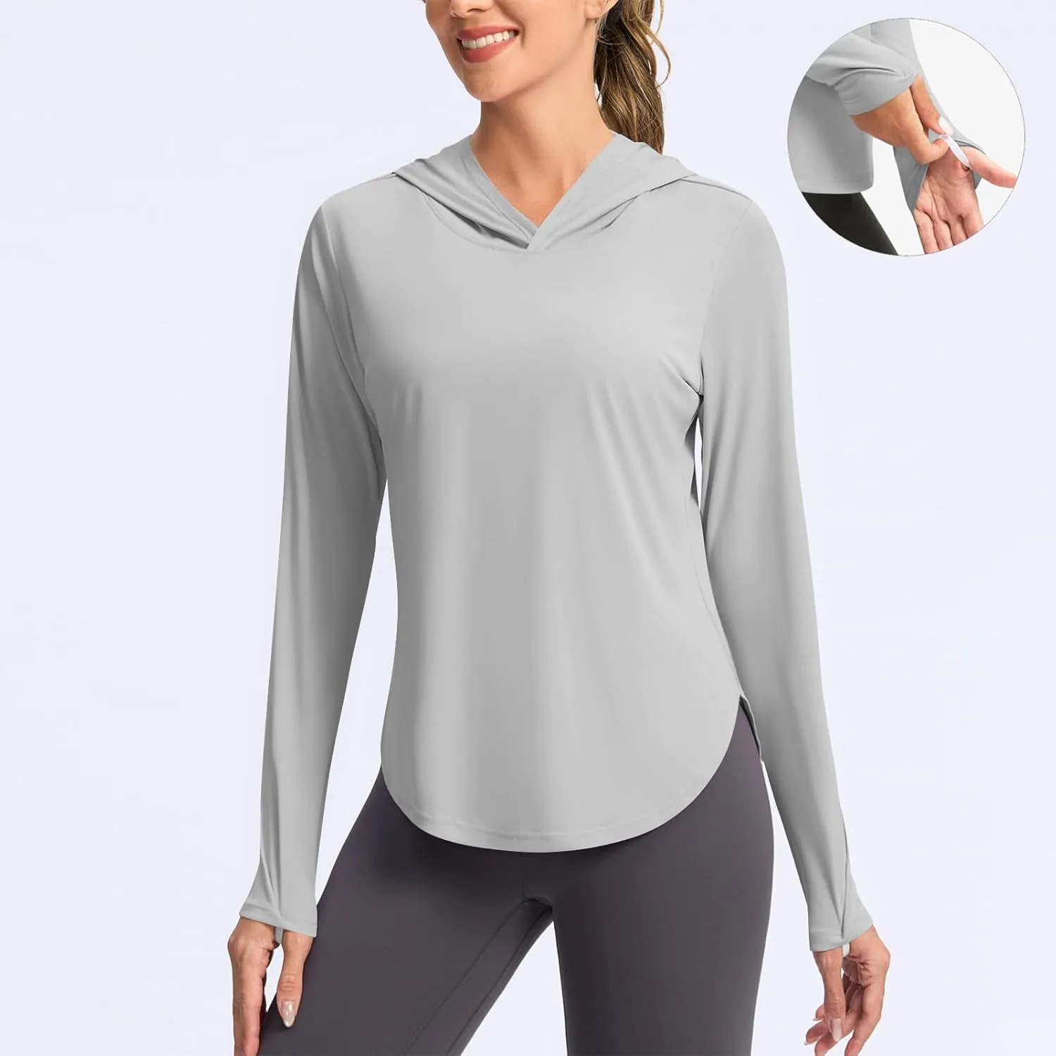 Women's Sun Protection Hoodie Shirts UPF 50  Long Sleeve UV SPF T-Shirt Hiking Running Quick Dry Rash Guard