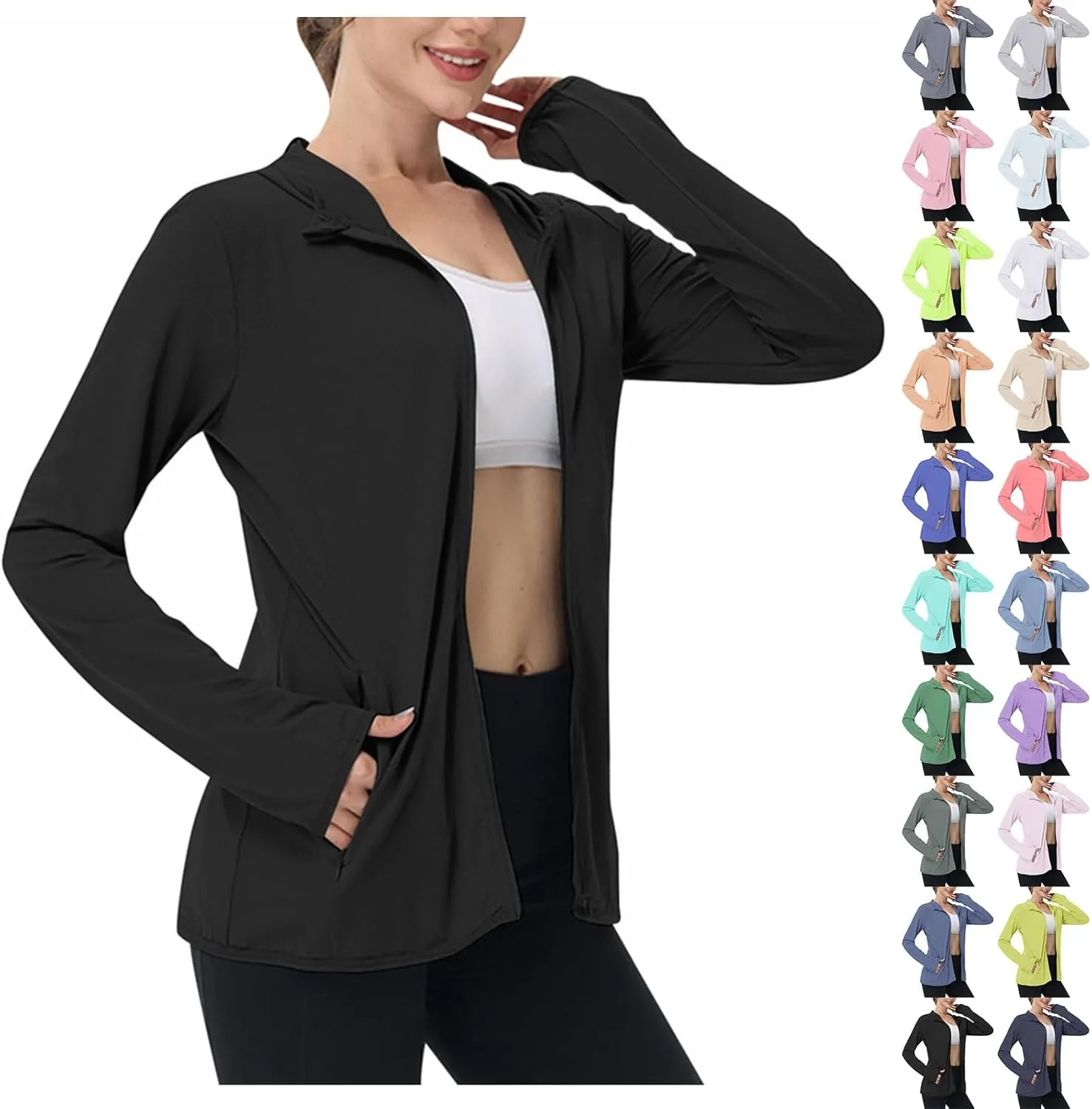 Womens Sun Shirts Full Zip UPF 50  Sun Protection Hoodie Jacket Lightweight Long Sleeve Hiking Outdoor Jackets