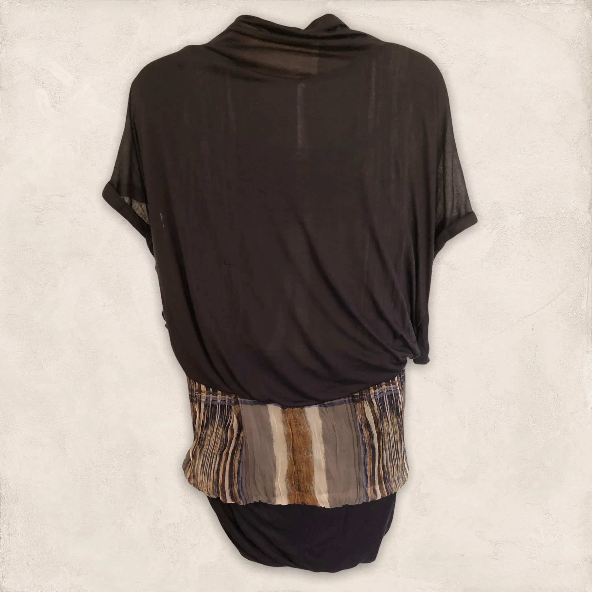 Yigal Azrouel Navy Blue Jersey & Silk Long Top Size 4 UK 14 US 10 EU 42 BNWT RRP £390