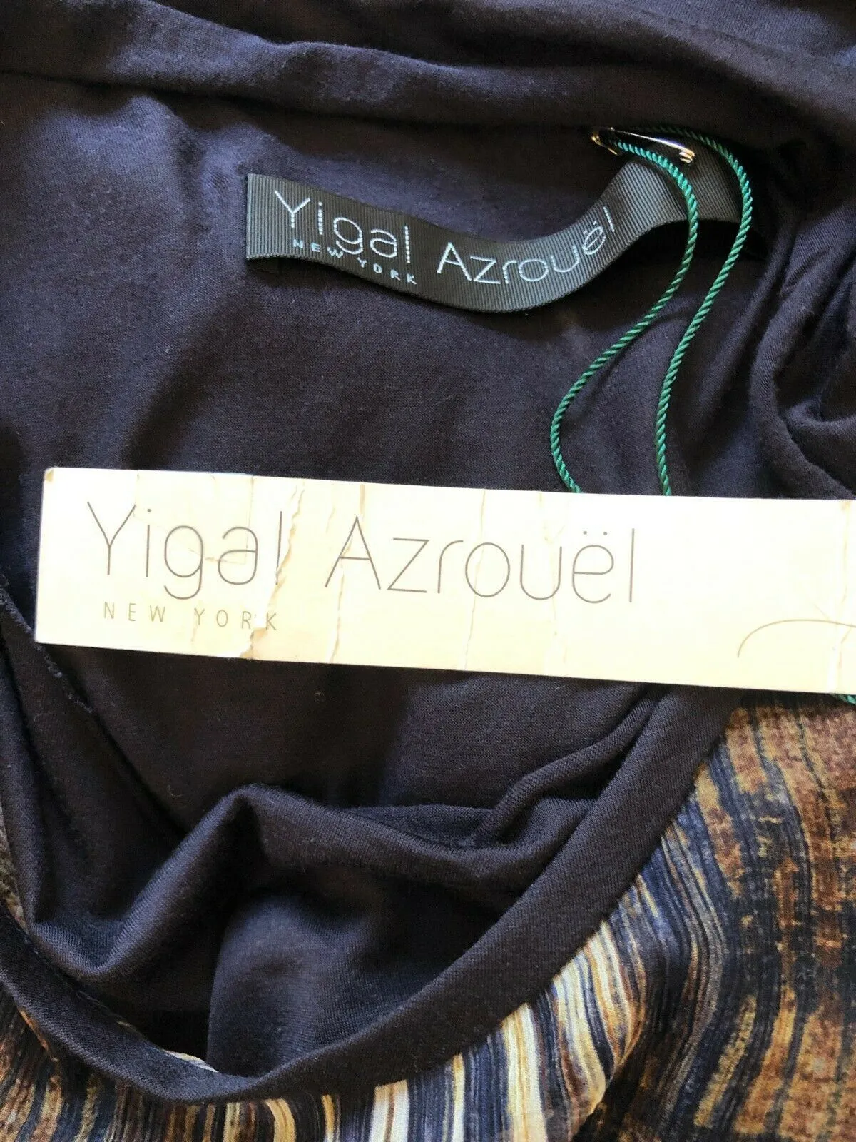 Yigal Azrouel Navy Blue Jersey & Silk Long Top Size 4 UK 14 US 10 EU 42 BNWT RRP £390