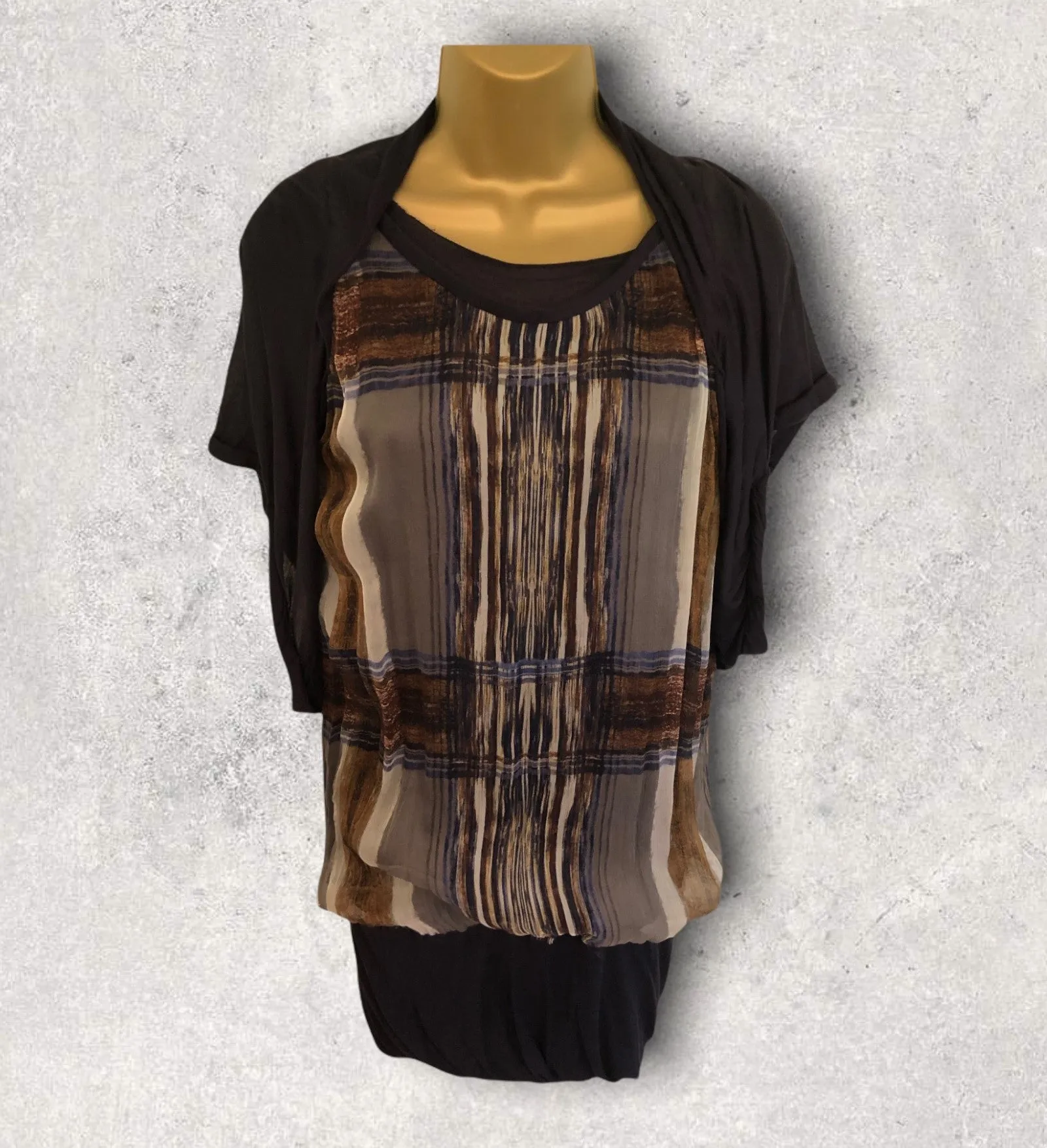 Yigal Azrouel Navy Blue Jersey & Silk Long Top Size 4 UK 14 US 10 EU 42 BNWT RRP £390