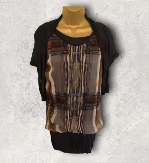 Yigal Azrouel Navy Blue Jersey & Silk Long Top Size 4 UK 14 US 10 EU 42 BNWT RRP £390