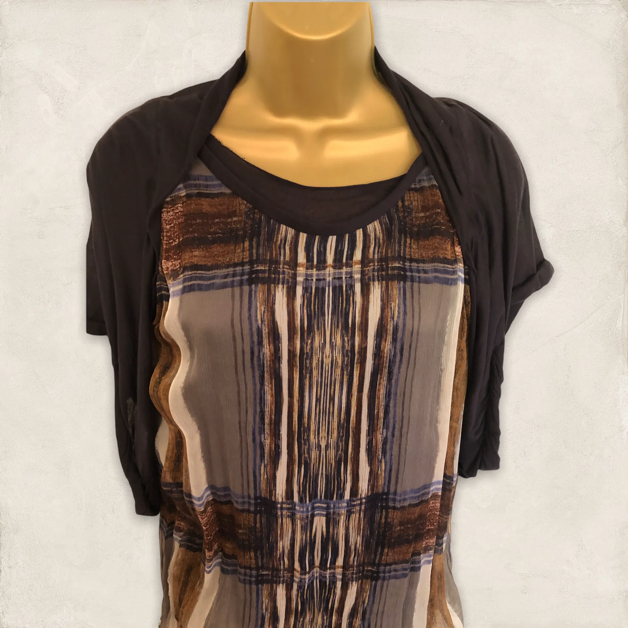 Yigal Azrouel Navy Blue Jersey & Silk Long Top Size 4 UK 14 US 10 EU 42 BNWT RRP £390
